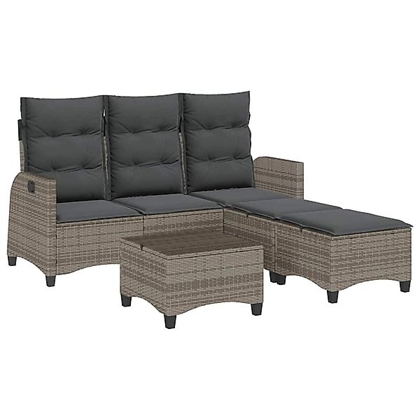 vidaXL 3-Tlg Garten-Sofagarnitur mit Kissen L-Form Grau Poly Rattan 3328640 günstig online kaufen