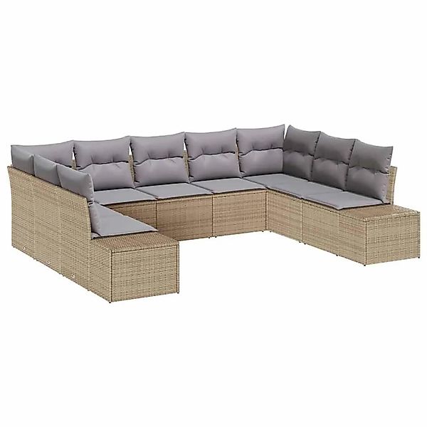 vidaXL Gartensofa-set mit Kissen 9-Tlg Beige und Hellgrau Poly-Rattan 33558 günstig online kaufen