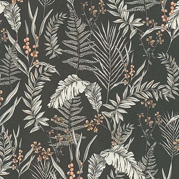 Bricoflor Farn Tapete In Schwarz Weiß Vintage Blumentapete Mit Blättern Für günstig online kaufen