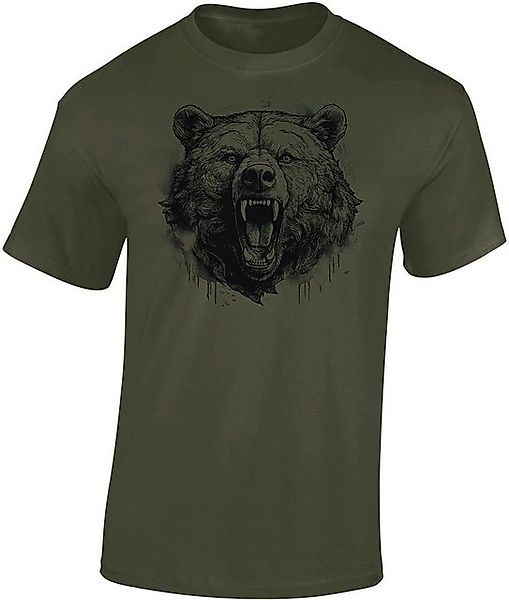 Baddery Print-Shirt Bären-T-Shirt: "Rage of the Wild" - Geschenk für Jäger günstig online kaufen