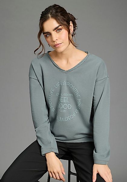 Laura Scott Longsweatshirt mit Fransenkante günstig online kaufen