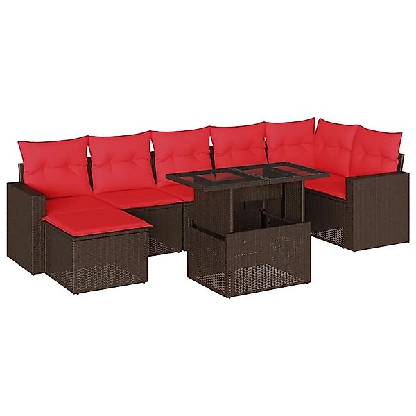 vidaXL 8-Tlg Gartensofa-Set mit Kissen Braun Polyrattan 3267434 günstig online kaufen