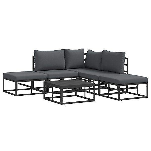 vidaXL Garten-Sofa-Set mit Kissen 6-Tlg Schwarz Aluminium 3378870 günstig online kaufen