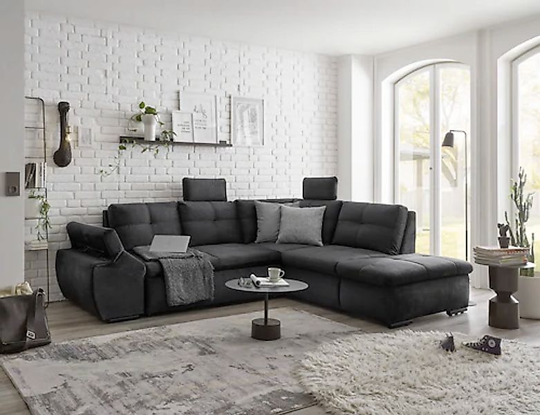 ED EXCITING DESIGN Ecksofa »Alija L-Form«, mit Bettfunktion, Bettkasten, Ar günstig online kaufen