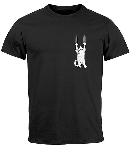 Neverless Print-Shirt Herren T-Shirt Aufdruck Katze günstig online kaufen