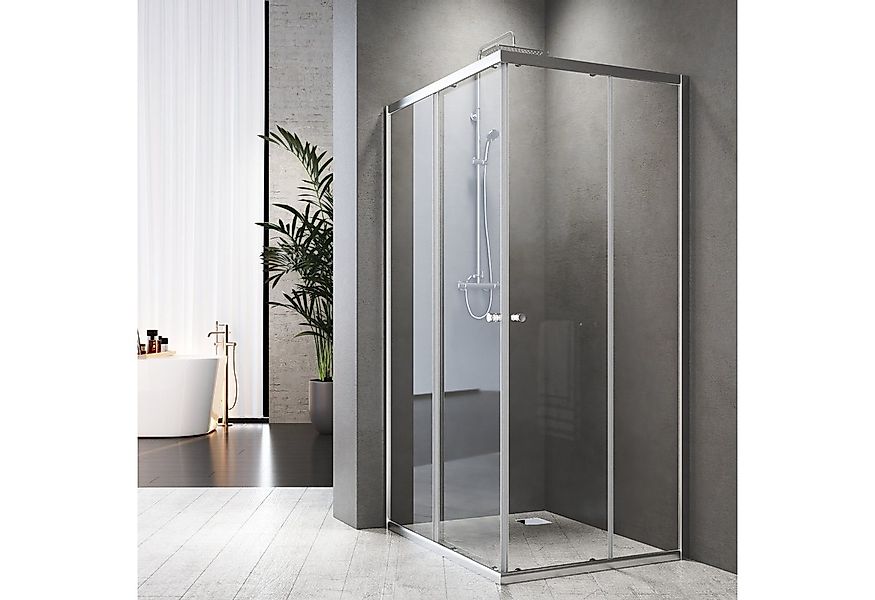 Boromal Eckdusche 80x80 90x90 Duschkabine H:185cm Eckeinstieg mit schiebetü günstig online kaufen