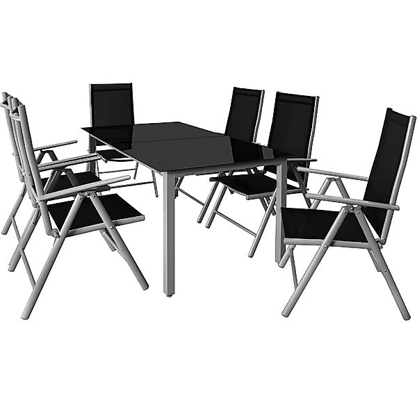 Casaria Garten-Essgruppe Bern, (7-tlg), Aluminium 5mm Sicherheitsglas Stühl günstig online kaufen
