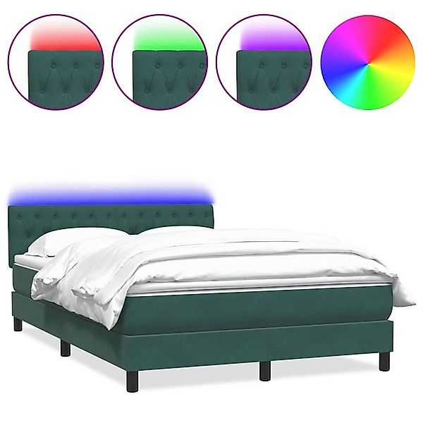 vidaXL Boxspringbett, Boxspringbett mit Matratze Dunkelgrün 140x210 cm Samt günstig online kaufen