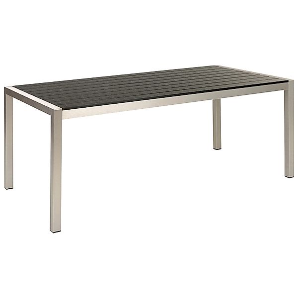 Beliani Gartentisch VERNIO Schwarz Silber 180x90x76 günstig online kaufen