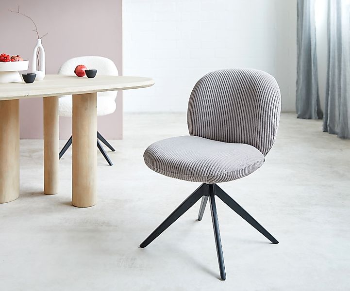 Drehstuhl Nube-Flex Bouclé Weiß Kreuzgestell breit Schwarz 360° drehbar Tas günstig online kaufen