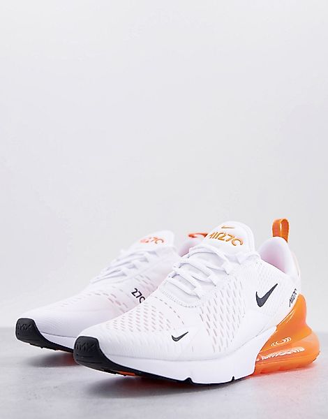 Nike – Air Max 270 – Sneaker in Weiß und Orange günstig online kaufen