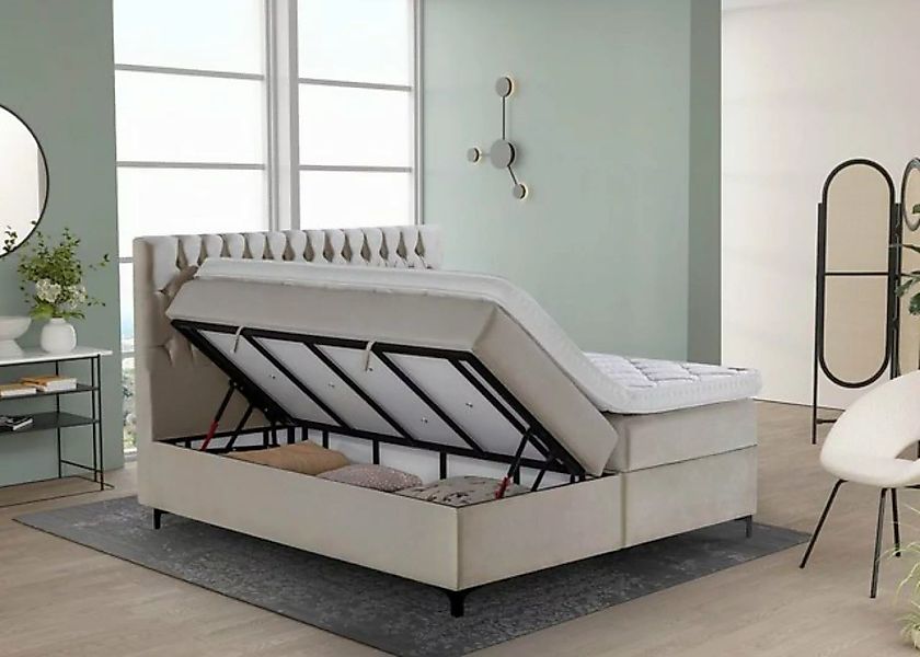 BettCo Stauraumbett Boxspringbett mit Bettkasten Vegas (in Samt Beige, 180 günstig online kaufen