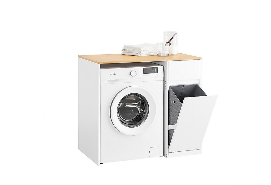 SoBuy Waschmaschinenumbauschrank BZR217, Badezimmerschrank mit Wäschekorb, günstig online kaufen