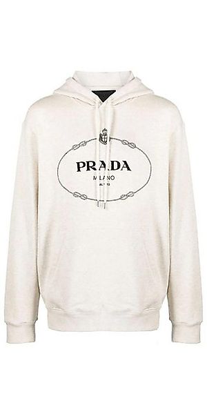 PRADA Rundhalspullover Prada Hoodie mit Logo-Print Weiß Herren M günstig online kaufen