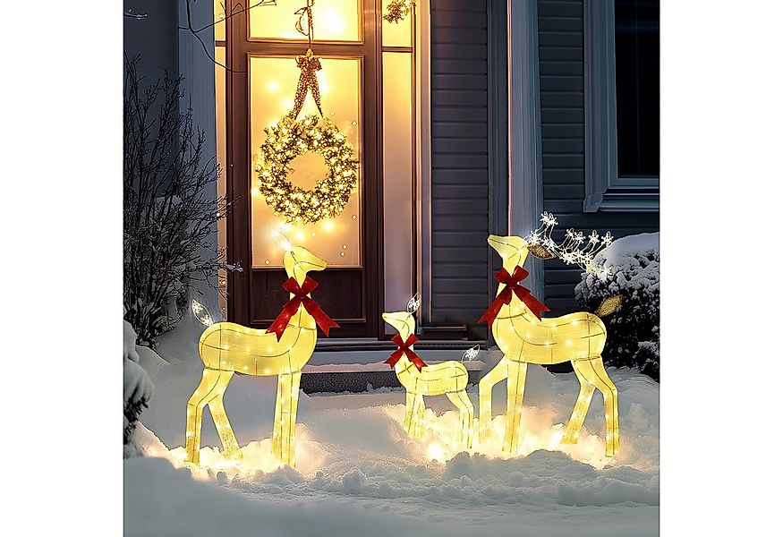 Outsunny Weihnachtsfigur mit 242 LEDs (3-teiliges Weihnachtsdekorationsset, günstig online kaufen