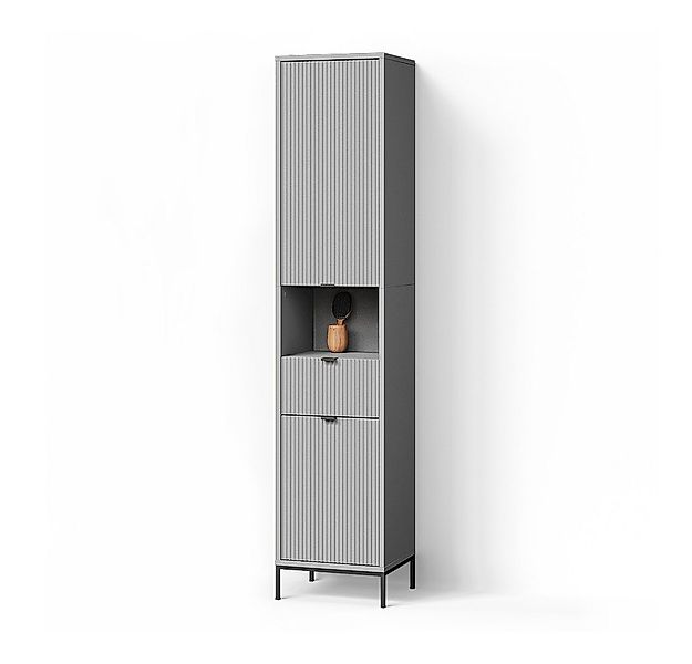Livinity® Hochschrank ATERNO, Grau/Grau, 40 x 190 cm mit Türen, und Schubla günstig online kaufen
