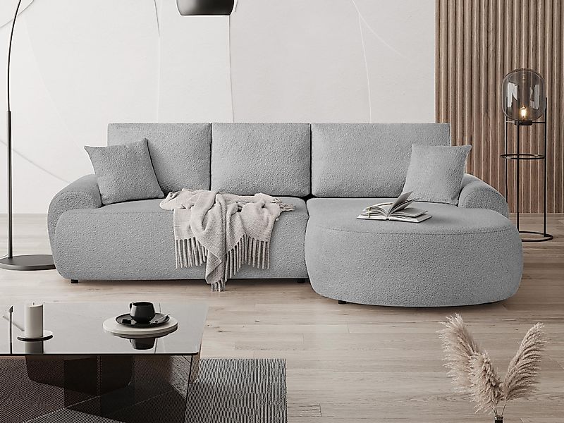 Beautysofa Ecksofa mit Kissen aus Bouclé-Stoff günstig online kaufen