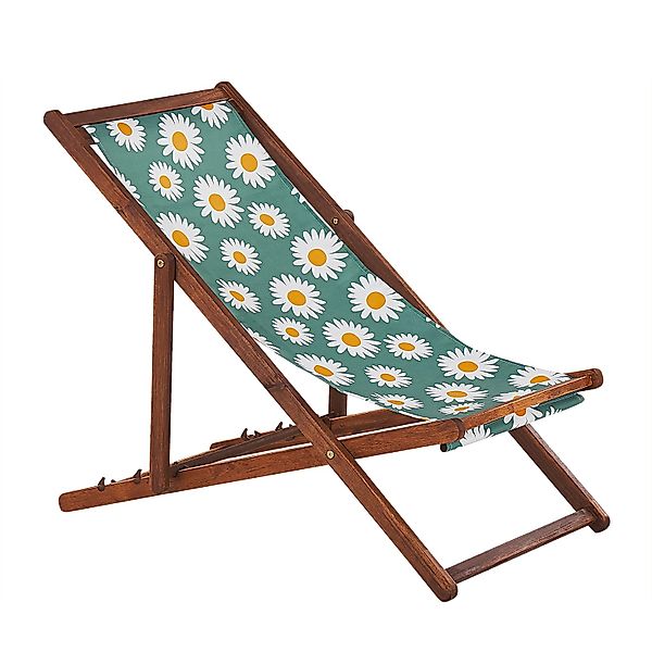 Beliani Gartenliege Grün Bunt Weiss Dunkler Holzfarbton Gelb 97x54x70 günstig online kaufen