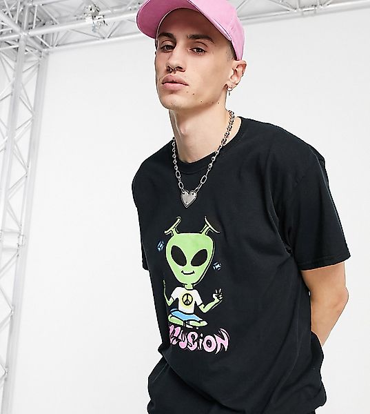 COLLUSION – T-Shirt in Schwarz mit Alien-Print günstig online kaufen
