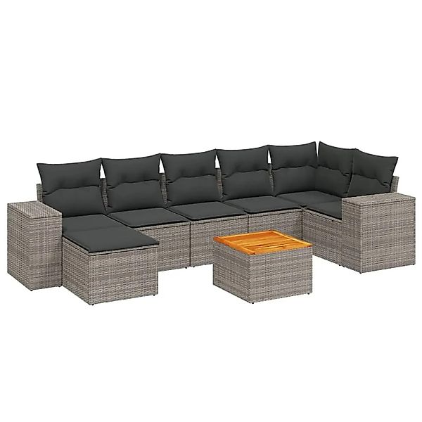 vidaXL 8-Tlg Garten-Sofagarnitur mit Kissen Grau Poly Rattan 3257887 günstig online kaufen