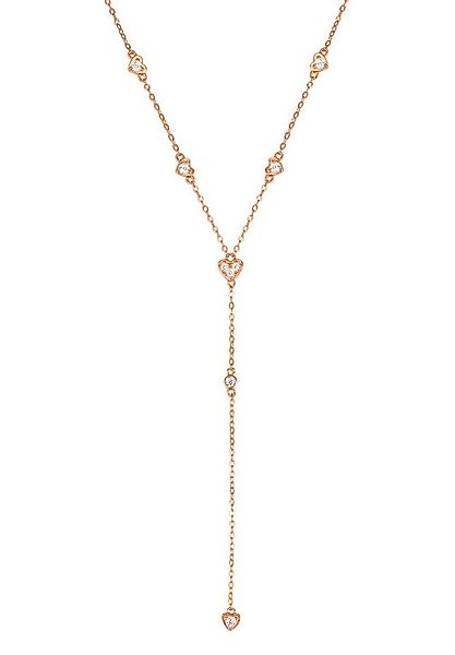 Hey Happiness Y-Kette mit Herzen & Zirkonia, Lasso-Halskette, Vergoldete Y- günstig online kaufen