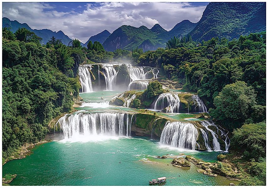 Wallarena Fototapete Wasserfall Wald Berge Vlies günstig online kaufen
