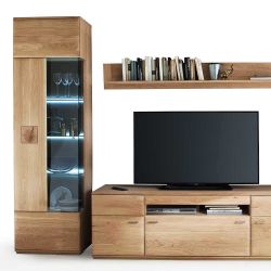 Anbauwand aus Eiche Bianco 305 cm breit (vierteilig) günstig online kaufen