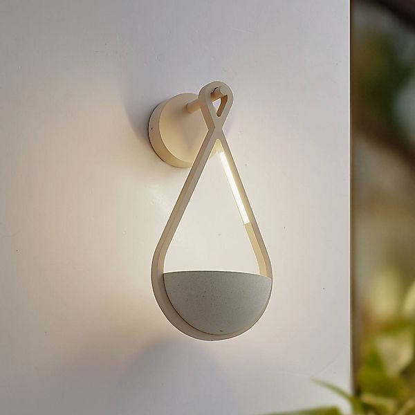 Lucande LED-Außenwandlampe Florka, Beton, Blumenampel, IP54 günstig online kaufen