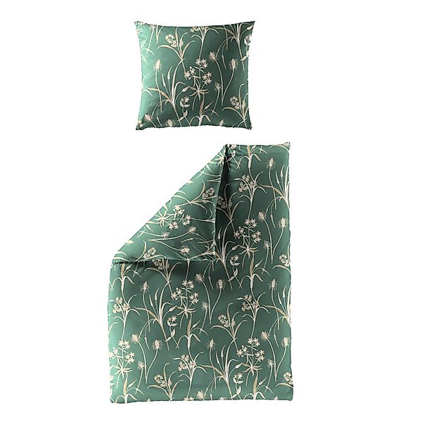 Bettwäsche Bierbaum Mako Satin 3987-30 Blumen Petrol Grün 135x200 günstig online kaufen