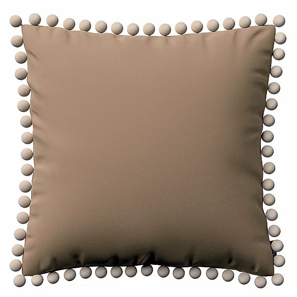 Kissenhülle Wera mit Bommeln, beige, 45 x 45 cm, Velvet (704-35) günstig online kaufen