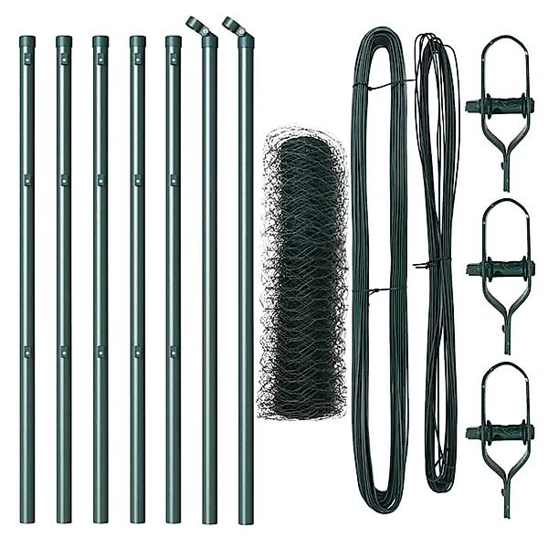 vidaXL Zaunpfosten Grün 10 x 0,4 m 36 mm Maschen Stahl und PVC 3352622 günstig online kaufen