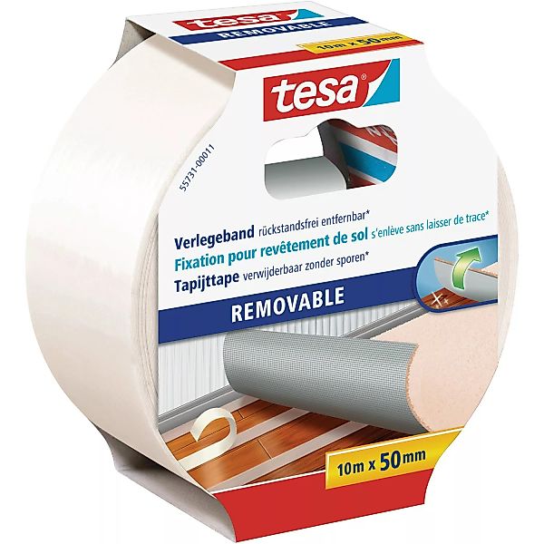 Tesa Verlegeband rückstandsfrei entfernbar 10 m x 50 mm günstig online kaufen