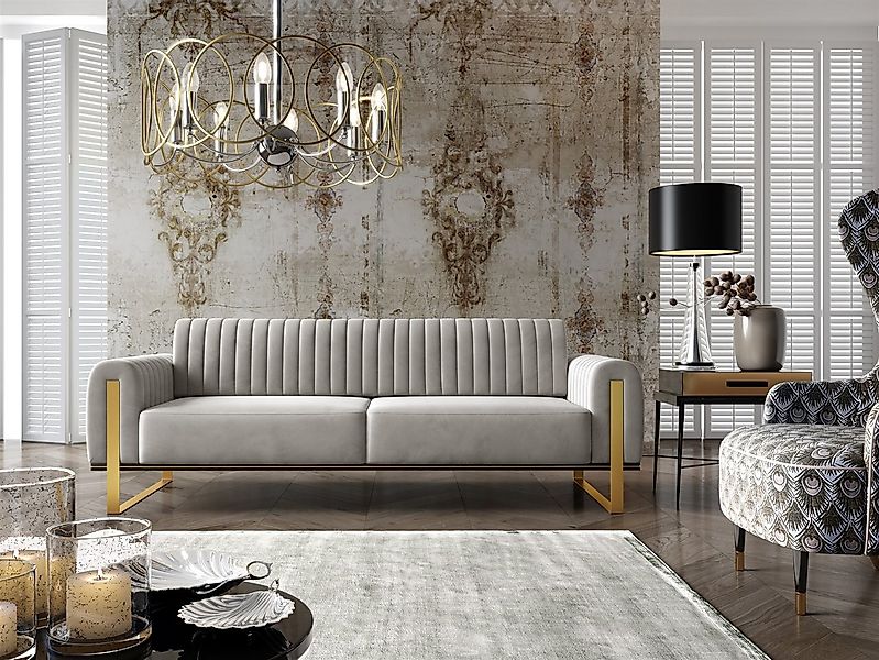 Fun Möbel 3-Sitzer Sofa Designersofa VALERIE in Stoff Elisa Velvet, auch im günstig online kaufen