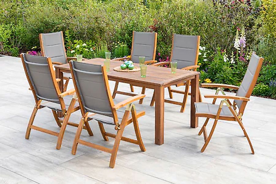 MERXX Garten-Essgruppe »Acapulco« 7 Stk. tlg. 6 Klappsessel mit Tisch günstig online kaufen
