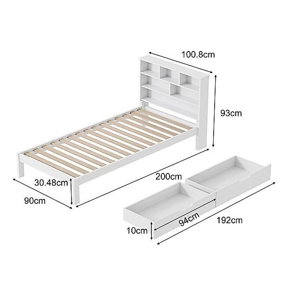 FUROKOY Etagenbett Kinderbett Massivholzbett Holzbett Mit 2 Schubladen Bett günstig online kaufen