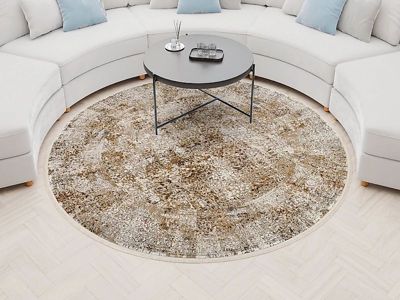 OCI DIE TEPPICHMARKE Teppich "CAVA" rund 8 mm Höhe Glanz Viskose, Hoch Tief günstig online kaufen