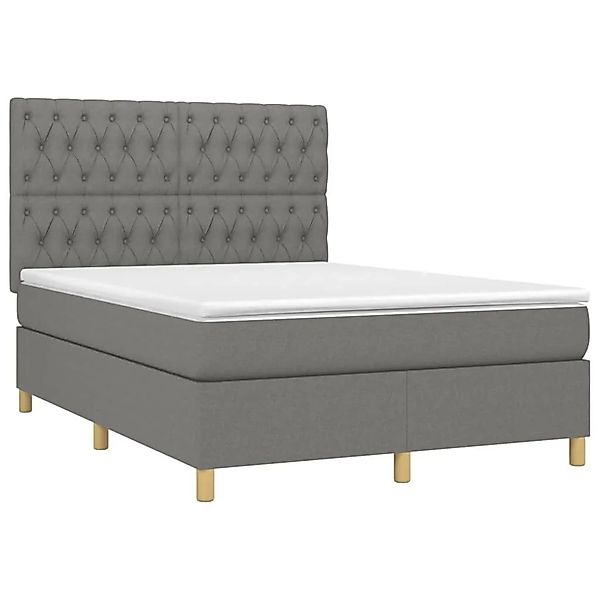 vidaXL Boxspringbett mit Matratze Dunkelgrau 140x190 cm Stoff 3142570 günstig online kaufen