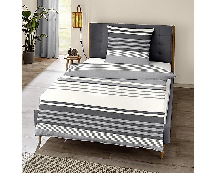 TRAUMSCHLAF Bettwäsche Montreal, Flanell, 3 teilig, zeitlose Streifen Bettw günstig online kaufen