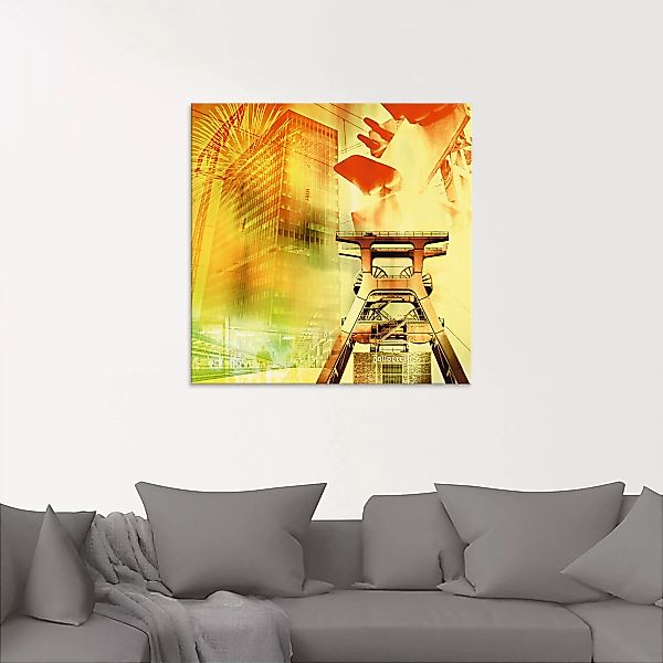 Artland Glasbild »Essen Skyline Abstrakte Collage III«, Architektonische El günstig online kaufen