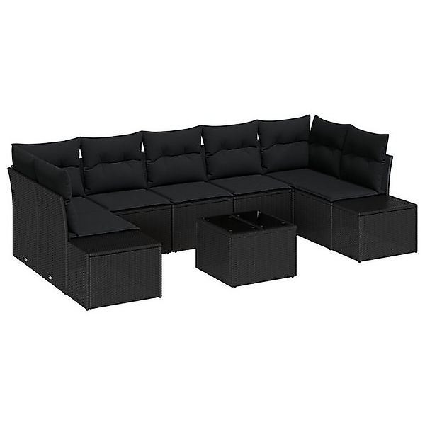 vidaXL Loungesofa 8-teiliges Garten Sofa Set mit Kissen in Schwarz aus Poly günstig online kaufen