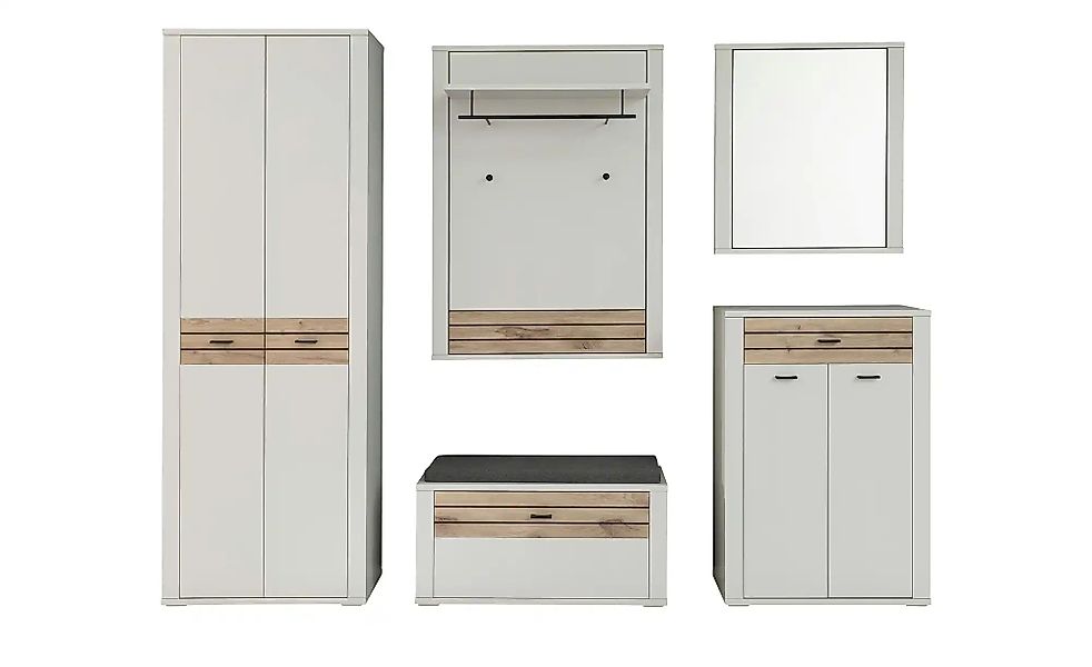 Garderobenkombination 5 teilig Octave ¦ weiß ¦ Maße (cm): B: 256 H: 207 T: günstig online kaufen