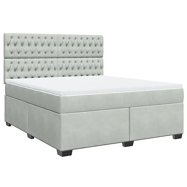 vidaXL Boxspringbett mit Matratze Hellgrau 180x200 cm Samt 3293284 günstig online kaufen