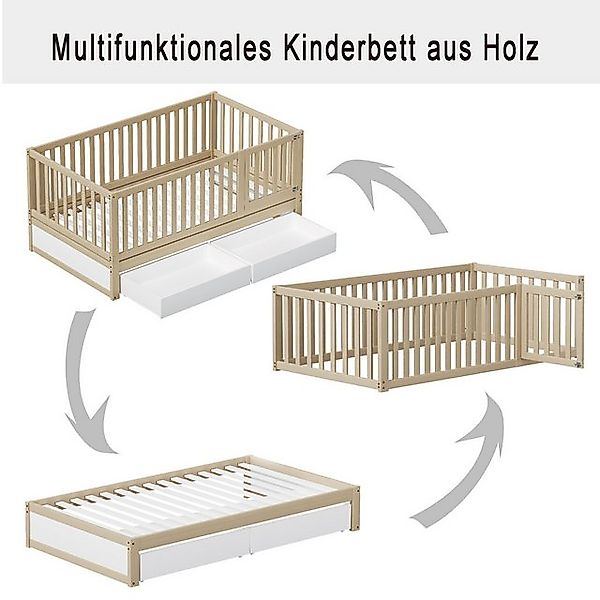 STILVORA Kinderbett 90x200 Babybett mit Stauraum und Zaun,Bettgestell ohne günstig online kaufen