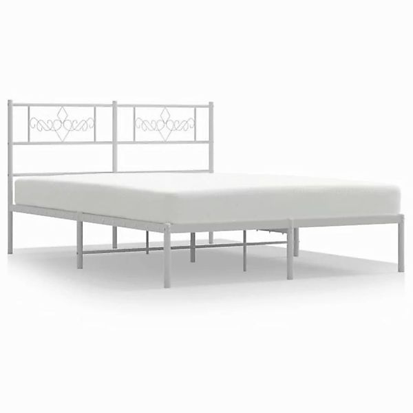 vidaXL Bettgestell Bettrahmen mit Kopfteil Metall Weiß 140x200 cm Bett Bett günstig online kaufen