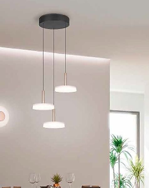 LED Pendelleuchte 3x7,5W  Matt / Coffee / Glas Opal Weiß 1 Stück Metall / G günstig online kaufen