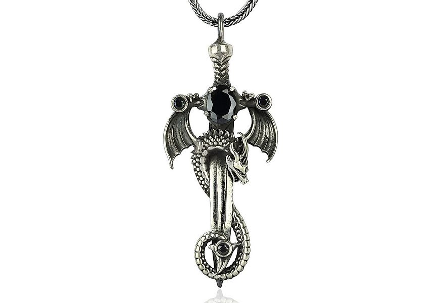 NAHLE Kette mit Anhänger Silber Drache mit Silber Fuchsschwanz Kette 55cm ( günstig online kaufen