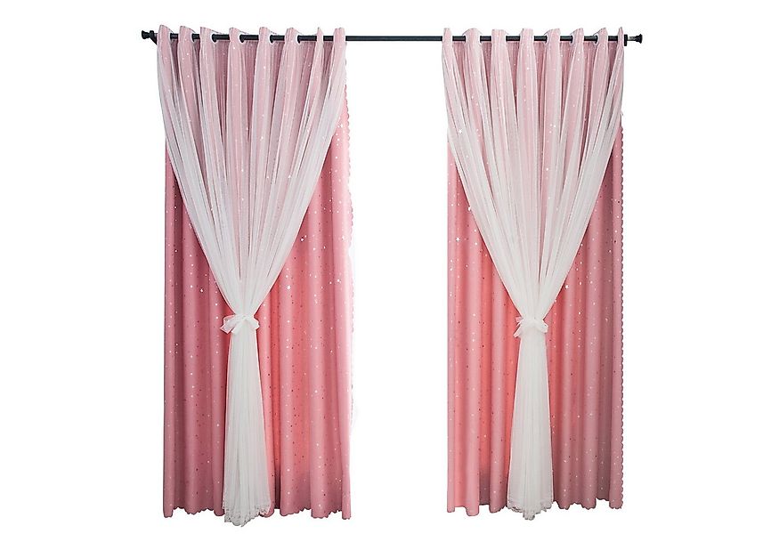 Rosnek Gardine Sterne Fenster Vorhang, Bogen Garn Tüll, Doppellagig,Hollow- günstig online kaufen