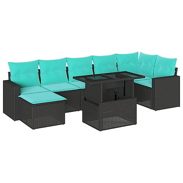 vidaXL 8-Tlg Gartensofa-Set mit Kissen Schwarz Polyrattan 3267427 günstig online kaufen