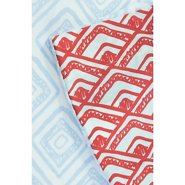 Bettbezug + 2 Kissenbezüge Aus Bio-baumwolle Blau/rot 220 x 240 Cm günstig online kaufen
