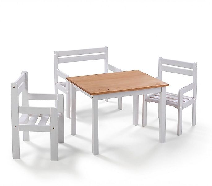 Home4You Kindersitzgruppe, Kiefernholz massiv, (4-tlg), mit 1 Tisch, 1 Sitz günstig online kaufen